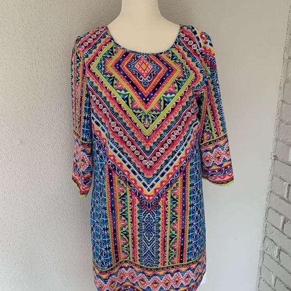 NWOT Pink Owl Multi-Colored Patterned Dress Size S - Picture 6 of 10